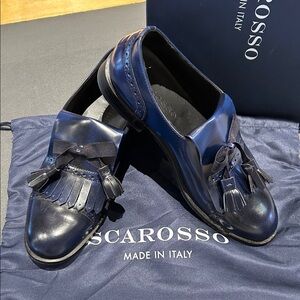 Scarosso Women's Navy Leather Loafers